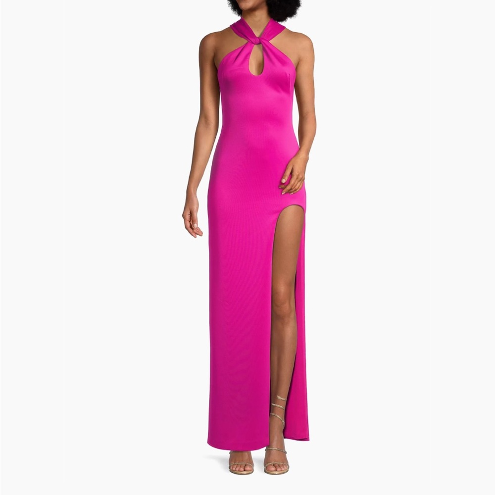 Pink twisted halterneck gown